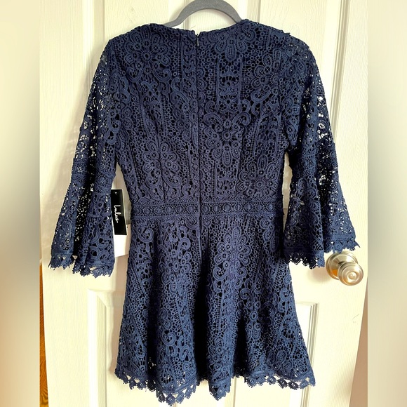 NWT ‼️Lulus Dark Navy Blue Lace Dress - Picture 3 of 4